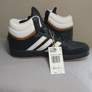 Adidas Hoops 4.0 Mid Black White and Brown Sneakers